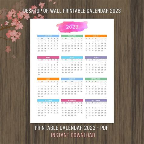 Planner Printable Calendar 2023 2024 Desktop Calendar Wall Etsy