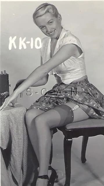 Org Vintage S S Risque Pinup Rp Blond Sewing Machine Stockings Skirt Picclick