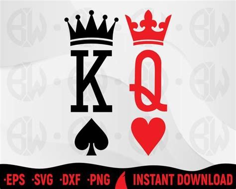 King And Queen Svg King Of Spades Queen Of Hearts Eps Etsy King Of