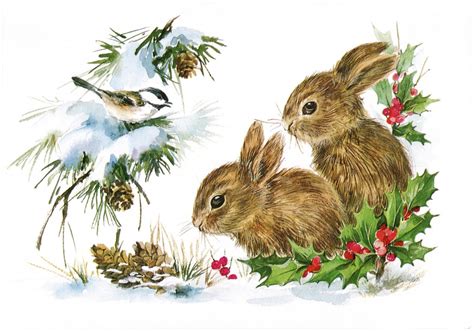Vintage Christmas Bunnies Darling The Graphics Fairy