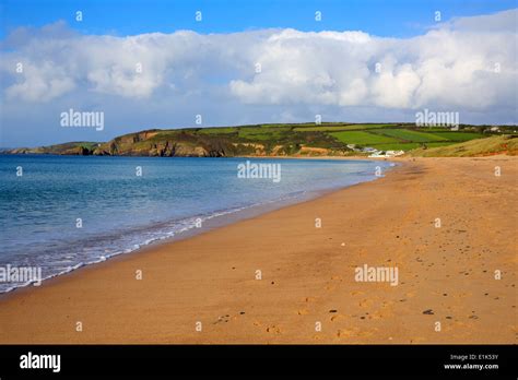 Praa Sands Sandy Beach Cornwall England Near Penzance And Mullion On