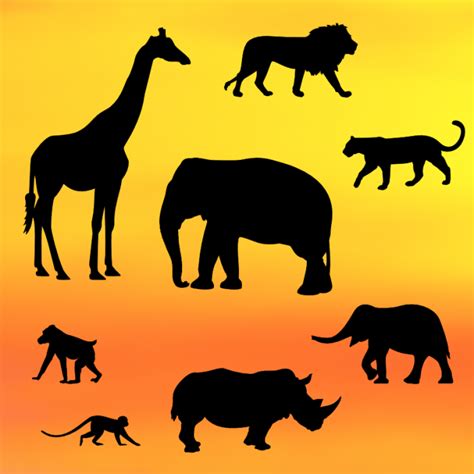 Safari Silhouette Set With Images Safari Silhouette Painting