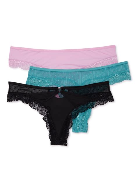 Secret Treasures Secret Treasures Womens Dot Mesh Lace Thong Panties 3 Pack