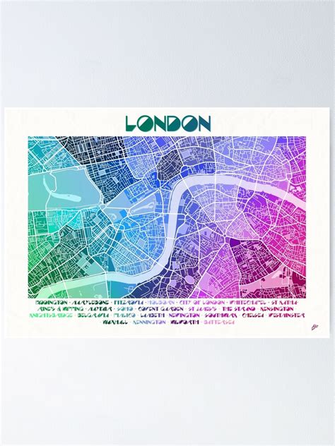 London Map Poster By Kjoart Redbubble