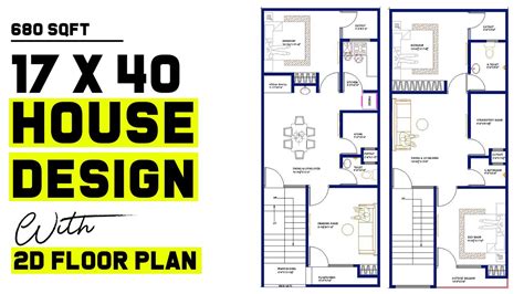 17 By 40 House Design 680 Sqft 75 Gaj Floor Plan With 4 Rooms