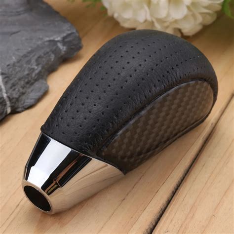 Universal Car Gear Shift Knob Real Carbon Fiber Pu Leather Vip Manual