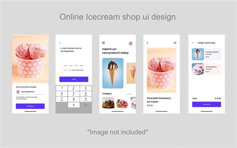 Premium Vector Online Ice Cream Shop Ui Design Mobile App Screens