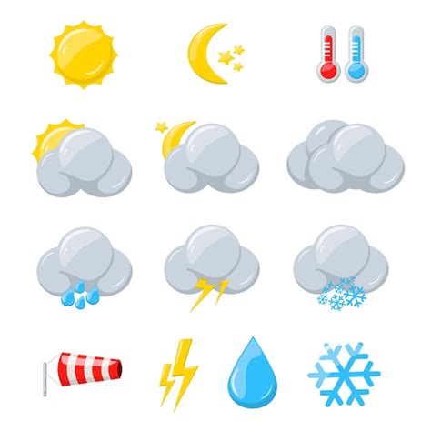 Premium Vector Weather Icons For Meteorology Forecast With Sun