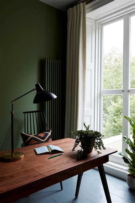 Dark Olive Green Walls For Home Office Area Green Walls Living Room