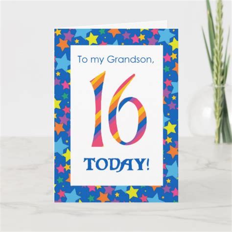 16th Birthday Card For Grandson Stripes And Stars