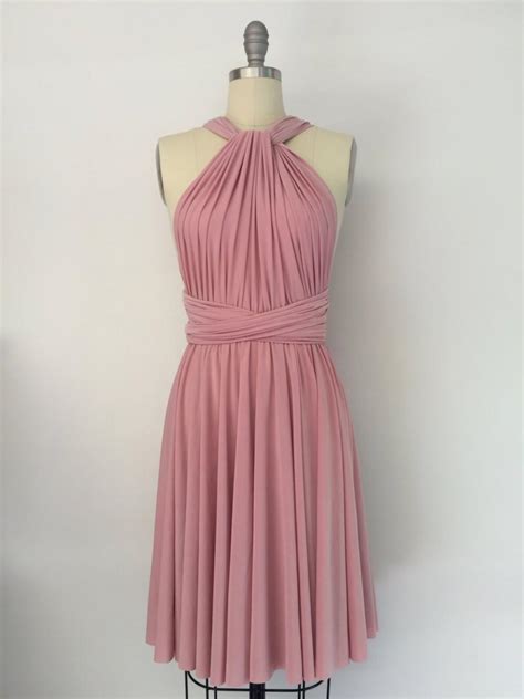 Rose Pink Short Knee Length Infinity Dress Convertible Formal Multiway