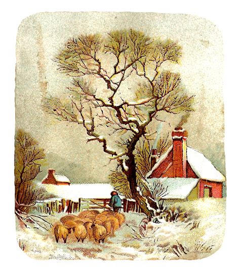 Antique Images Free Winter Clip Art Winter Graphic With Shepherd And