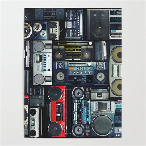 Retro Pop Eighties Boombox Radio Pattern Poster By Retro Club Society6
