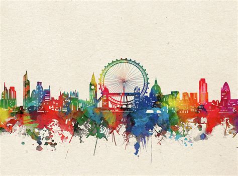 London Skyline Watercolor Digital Art By Bekim M Fine Art America