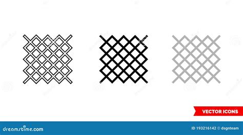 Mesh Icon Of 3 Types Color Black And White Outline Isolated Vector