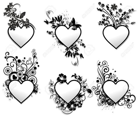 Illustration Of Love Hearts Tattoo Ornamental Frames Set Vector Art