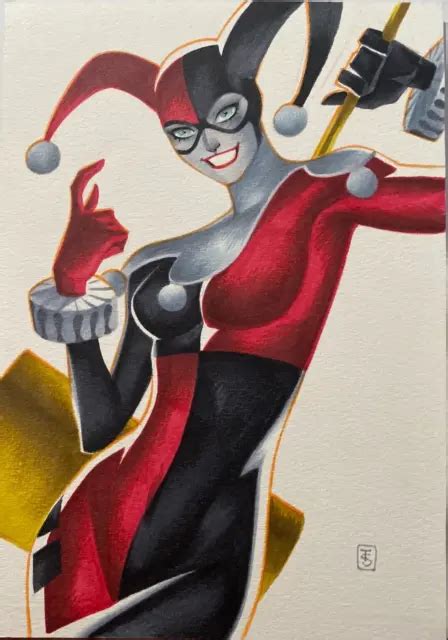 Harley Quinn Original Color Pinup Art By Famous Marvel Dc Artist Thony Silas 12000 Picclick
