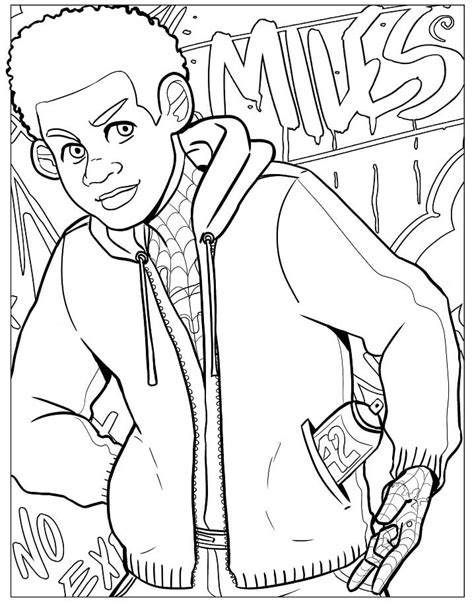 Print Spider Man Coloring Miles Morales Coloring Pages Spiderman