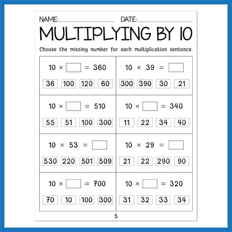 Multiplication And Division Multiplying And Dividing By 10 Worksheets