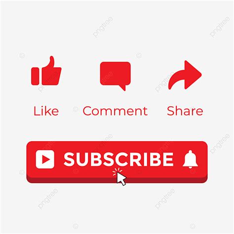 Like Comment Share Vector Png Images Red Subscribe Button Channel With