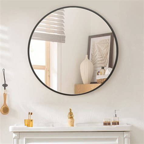 Buy Beautypeak 24 Inch Round Mirror Black Metal Frame Circle Mirror