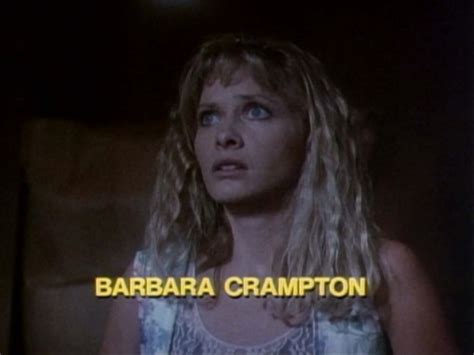 Barbara Crampton On The Television Screen With Her Name In Front Of Her Face