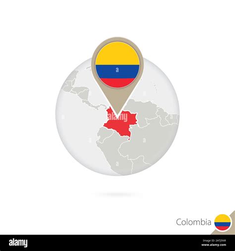 Colombia Map And Flag In Circle Map Of Colombia Colombia Flag Pin