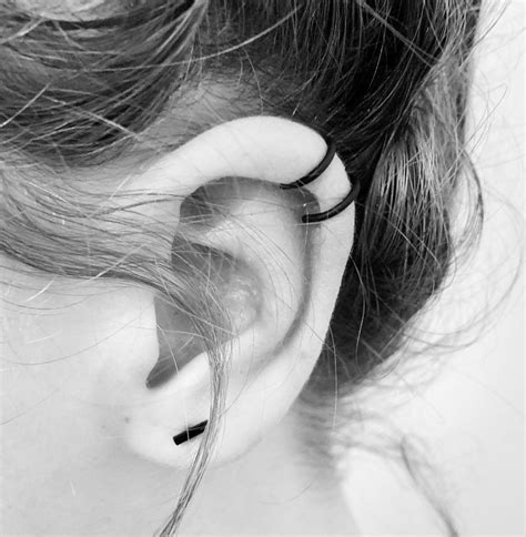 Black Ear Cuff No Piercing Available In 6 Styles Etsy Uk