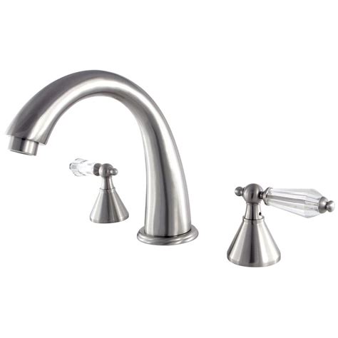The double handle deck mounted roman tub faucet trim is the ultramodern choice in bathtub fixture designs. Kingston Brass Crystal 2-Handle Deck-Mount Roman Tub ...
