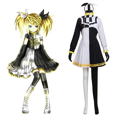 Cosplaydiy Anime Vocaloid Kagamine Rin Cosplay Dress Costume Adult Girls Fancy Party Halloween