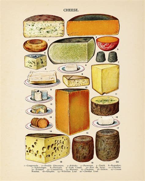 Cheese Print Vintage Kitchen Wall Art Kitchen Poster Etsy Uk