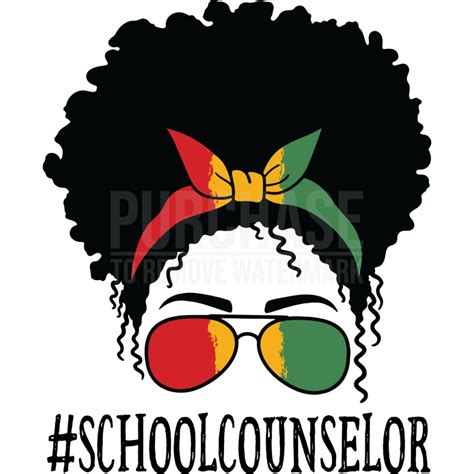 School Counselor African Women Messy Bun Black History Month Svg Black