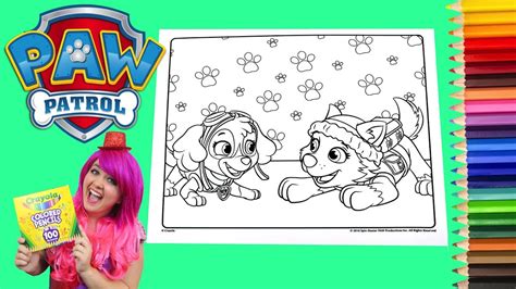 Coloring Skye And Everest Paw Patrol Coloring Book Page Colored Pencil