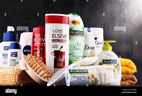 Composition With Assorted Global Body Care And Beauty Brands Stock