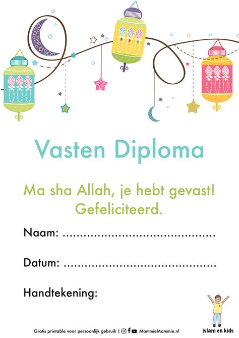 Mijn Eerste Vastendag Als Kind Gratis Ramadan Diploma Voor Vasten
