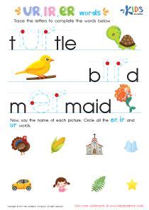 IR UR ER Words - PDF Worksheet #kids #preschool # ...