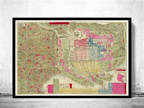 Old Map Of Osaka City Japan 1884 Vintage Map Vintage Poster Wall Art