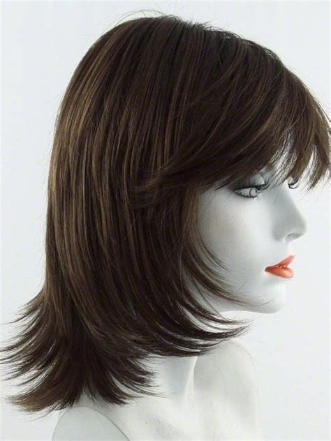 Mid Length Lareyerd Shag Cut Women Brown Wigs