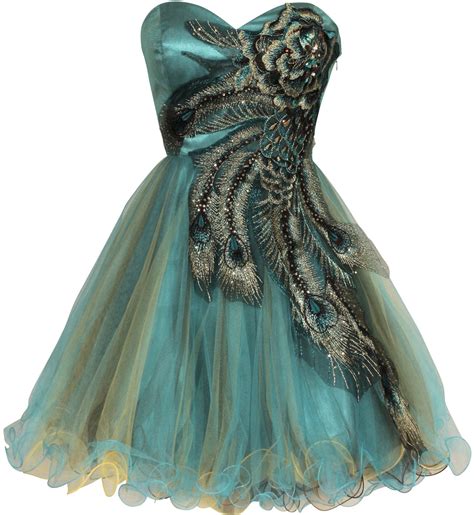Peacock Prom Dresses Metallic Peacock Embroidered Holiday Party Prom