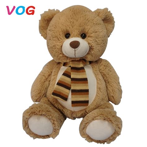 Soft Plush Material Beige White Big Bear Toy With Big Head And Small