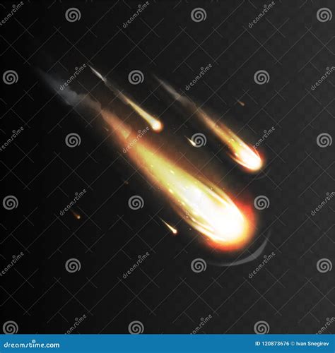 Stock Vector Illustration Realistic Meteorite Comet Asteroid Meteor