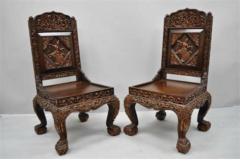 3 pc teak dining sets. 6 Hand Carved Thai Oriental Teak Wood Dining Chairs with ...