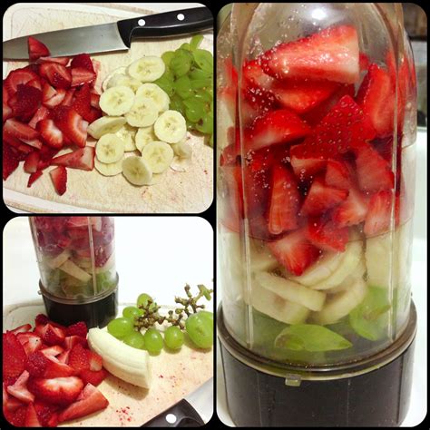 Watermelon + 2 limes + 5 strawberries + 1/4 cucumber + 2 ice cubes. Strawberry, banana and grape smoothie. I love the bullet ...