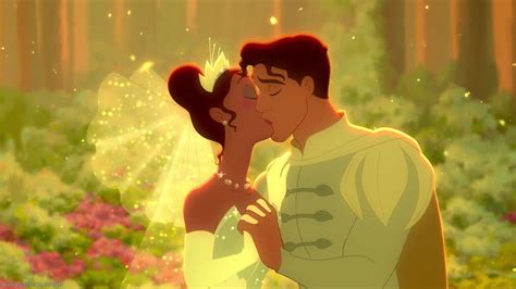 Tiana And Prince Naveens First Wedding Kiss On Their Wedding Day