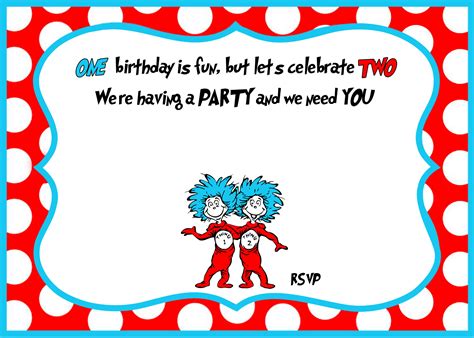 With a seussical font, and a slightly wacky shape these signs are perfect for your dr seuss birthday party decorations. Free Printable Dr Seuss Birthday InvitationsFREE PRINTABLE ...