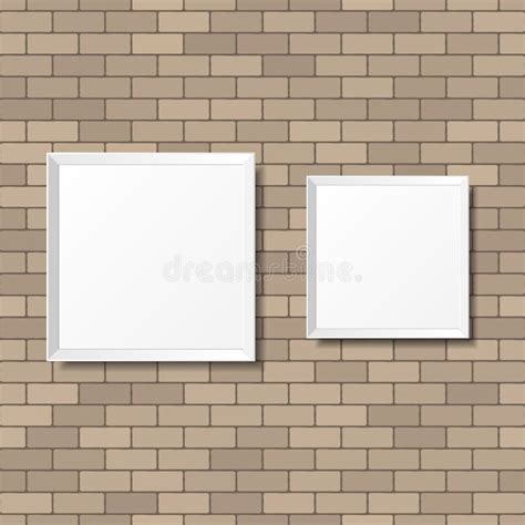 Blank White Posters On The Brick Wall Blank Canvases Stock Vector