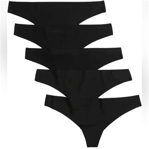Gap Intimates And Sleepwear Gap Womens 5pack No Show Thong Underwear Black Stretch Nylon