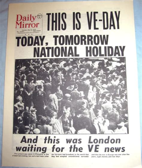 1945 Ve Day Newspaper London End Of World War Ii Victory In Europe