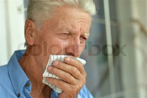 Senior Man Coughing Stock Image Colourbox