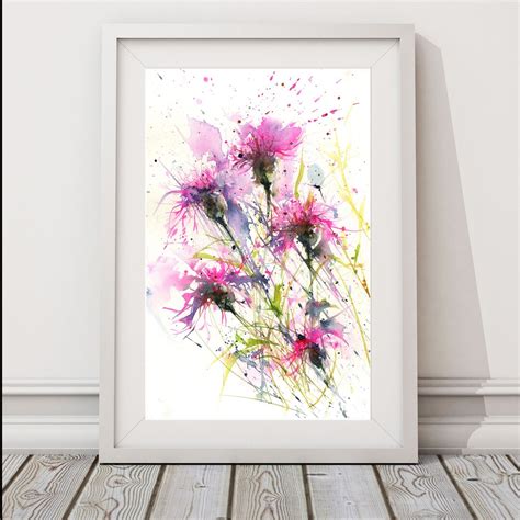 Knapweeds Wildflower Floral Print From Original Watercolour Painting